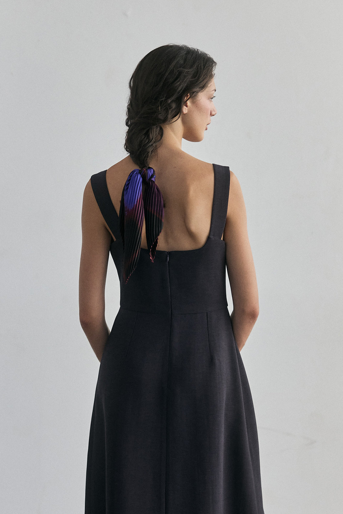 Small Pleated Silk Scarf - Jacaranda