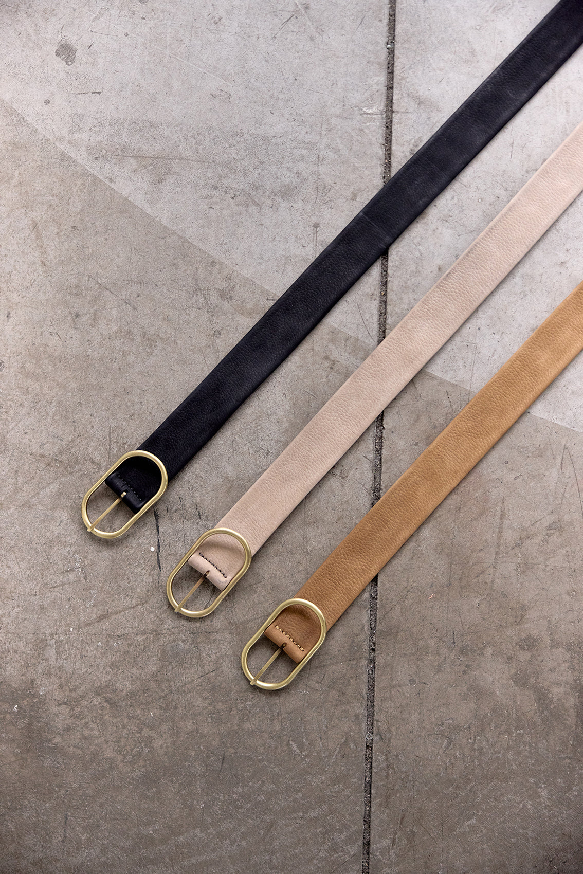 Wide Nubuck Leather Belt - Beige