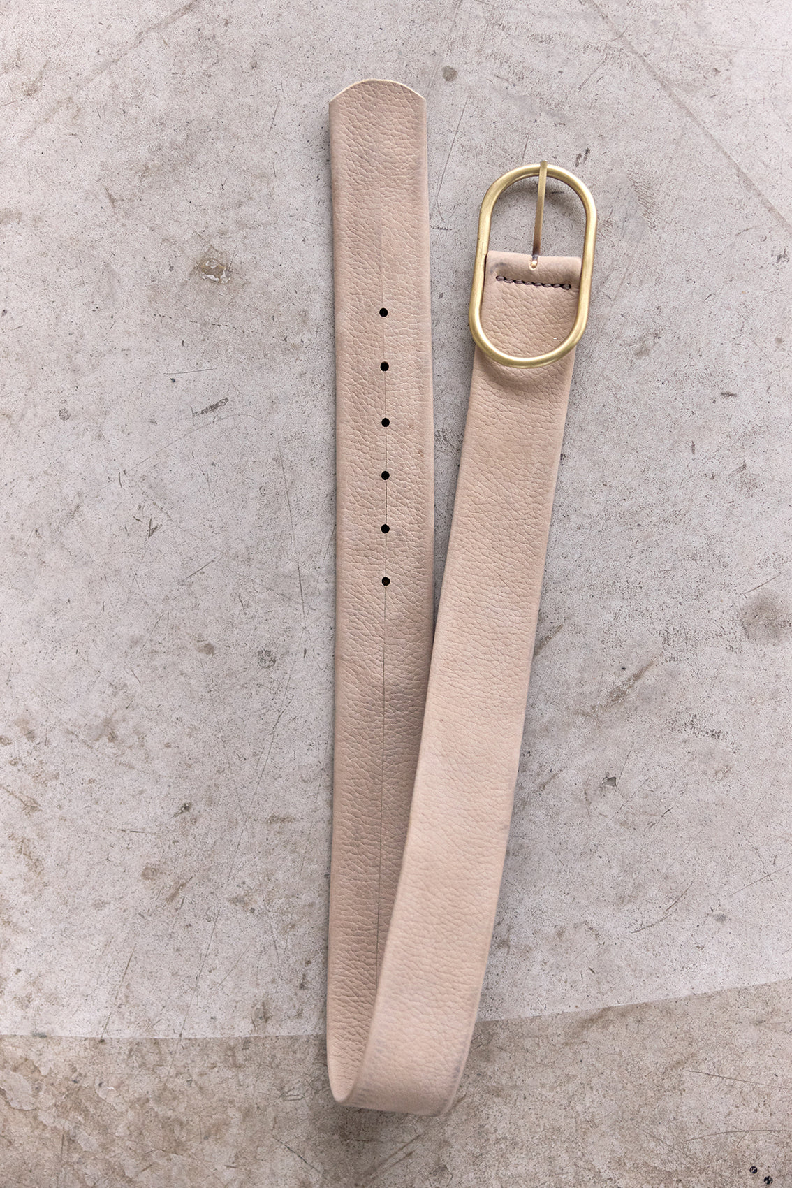 Wide Nubuck Leather Belt - Beige