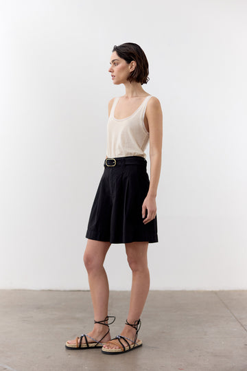 Short Ancho Algodón Labrado - Ónix