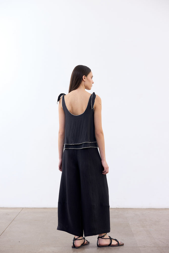 Double-Layer Silk Top - Ónix