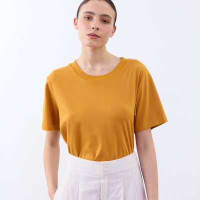 Basic Crew Neck Pima Cotton T-Shirt - Cúrcuma