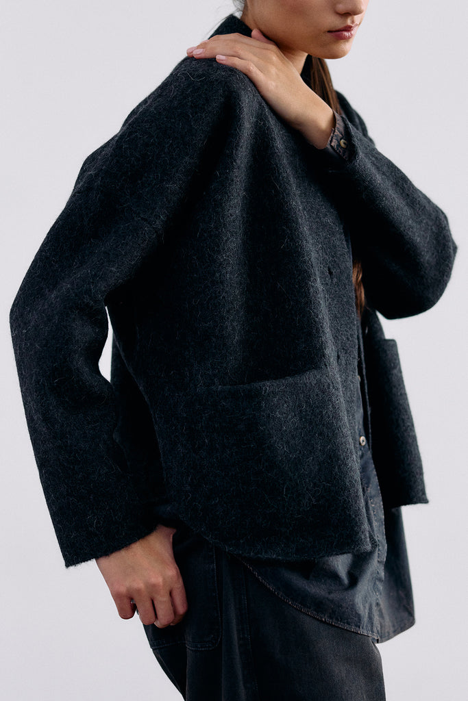 Felted Alpaca Cardigan - Medianoche
