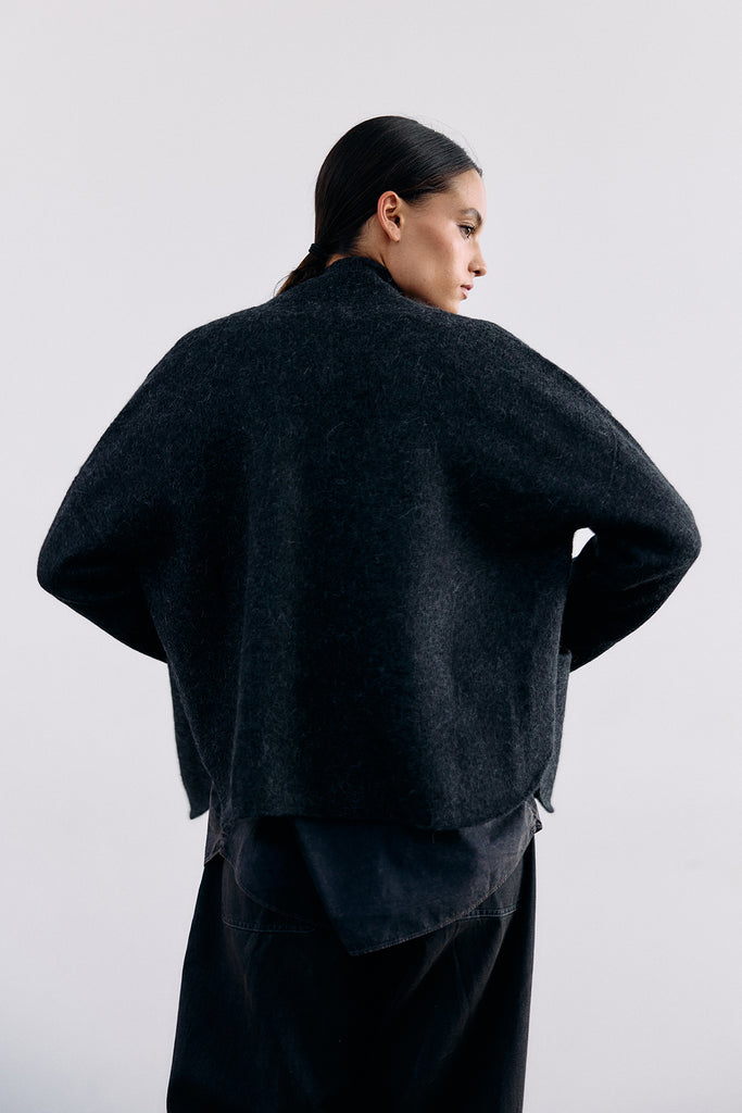 Felted Alpaca Cardigan - Medianoche