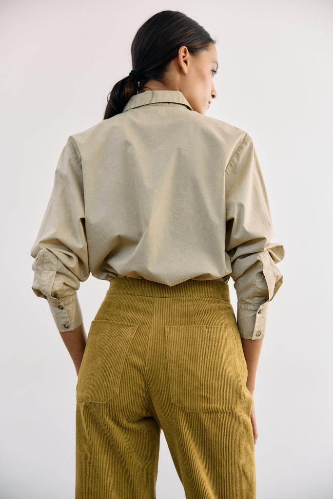 Washed Pima Cotton Button-Down Shirt - Salvia