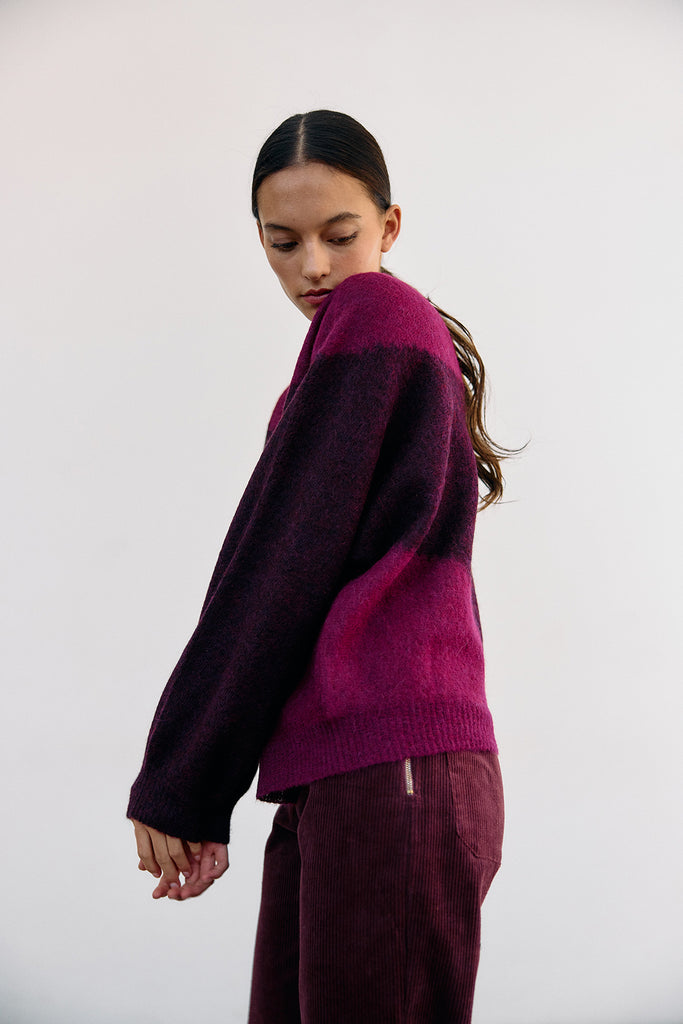 Felted Alpaca Sweater Semicircles - Vino/Buganvilia