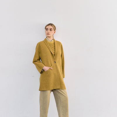 Short Baby Alpaca Coat - Ocre