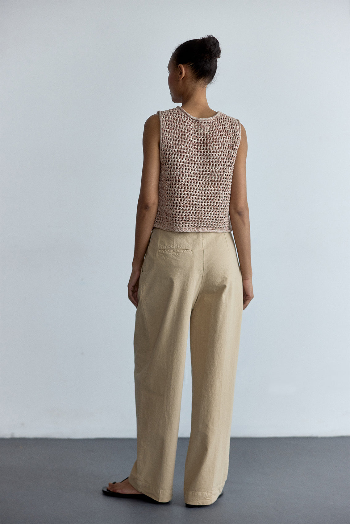 Pantalón Pinzado Algodón Rugoso - Turrón