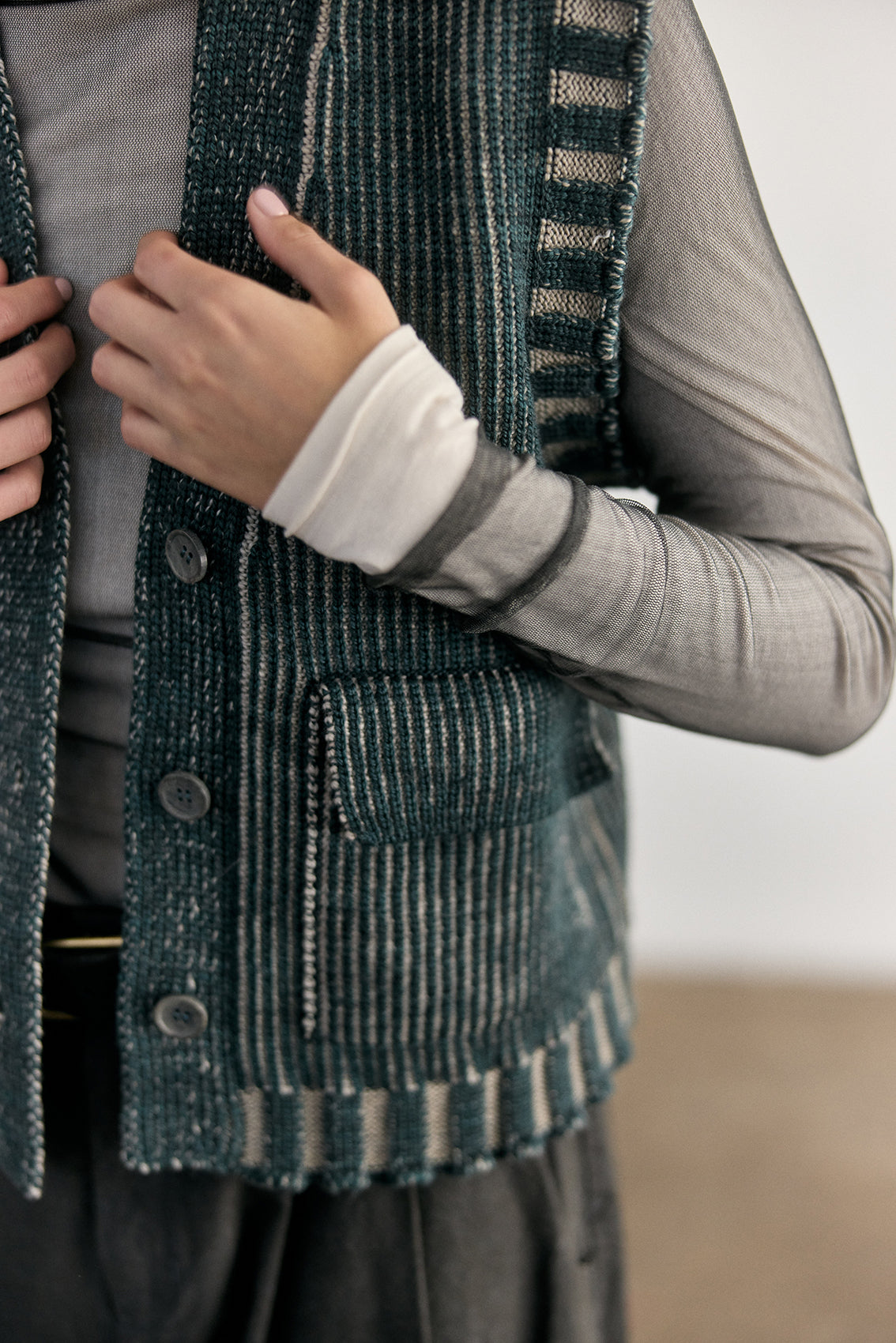 Merino Wool Knitted Vest - Lake