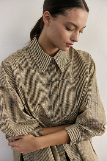 Block Printed Cotton Shirt - Stripes