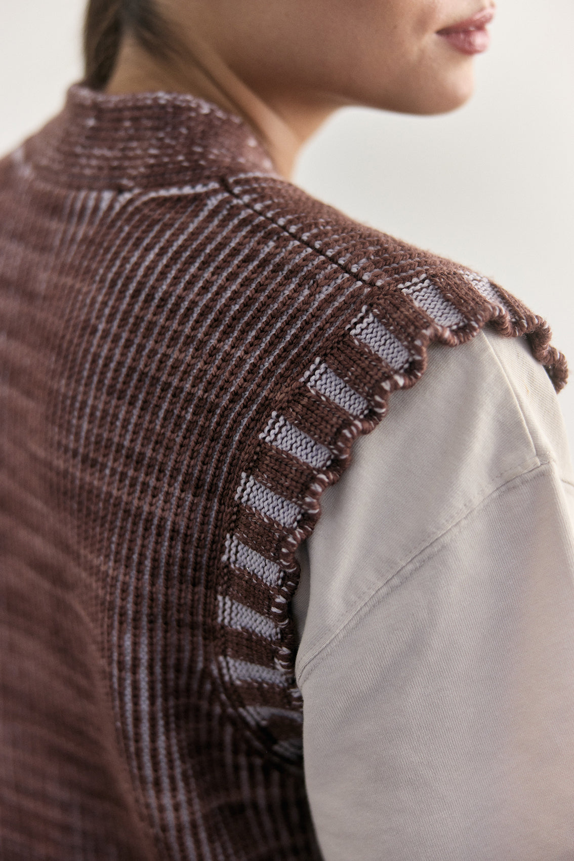 Merino Wool Knitted Vest - Clay