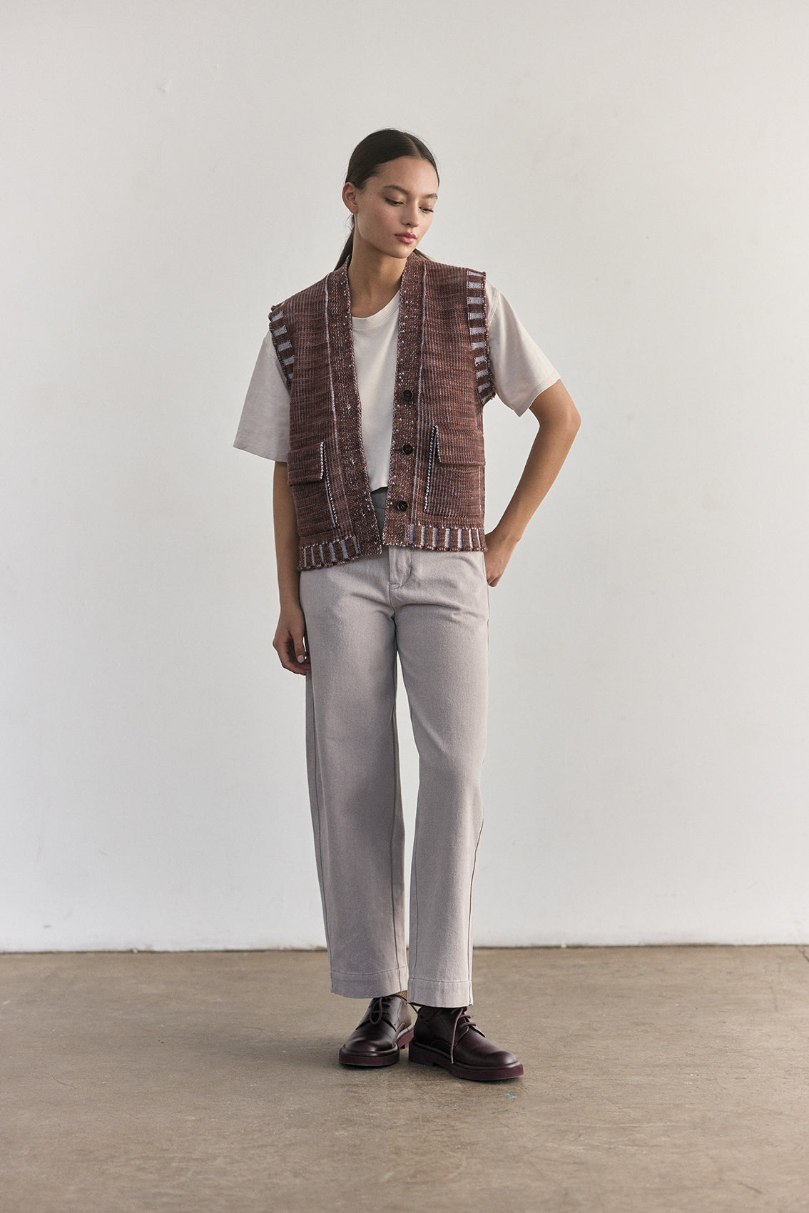 Merino Wool Knitted Vest - Clay