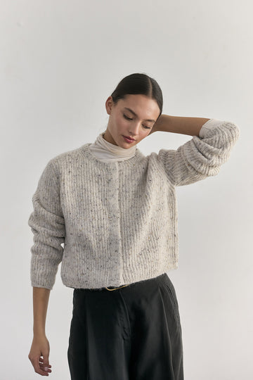 Cárdigan Corto Alpaca/Mohair - Crudo