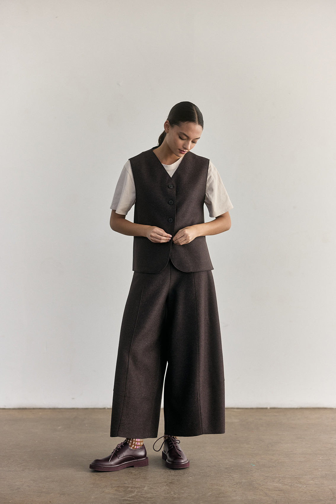 Pantalón Ancho Alpaca/Lana Felted - Berenjena [More coming soon]