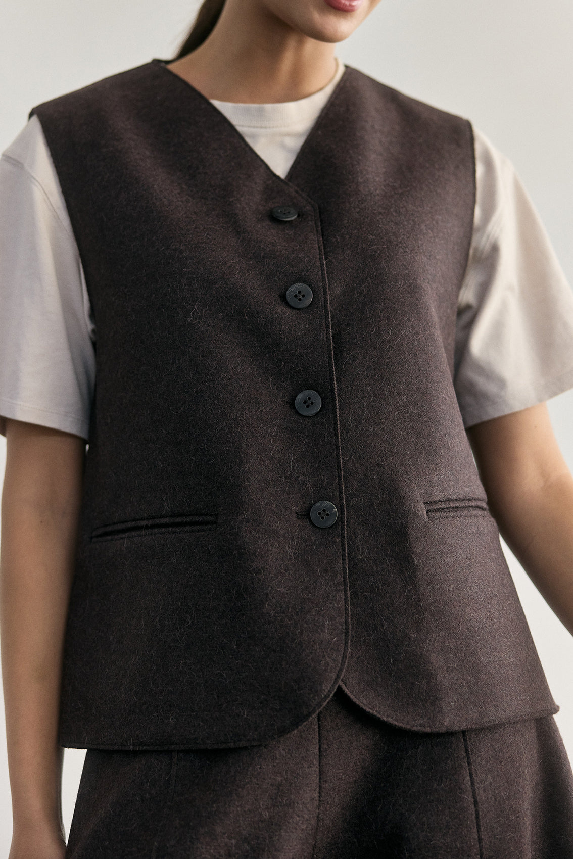 Vest Abotonado Alpaca/Lana Felted - Berenjena