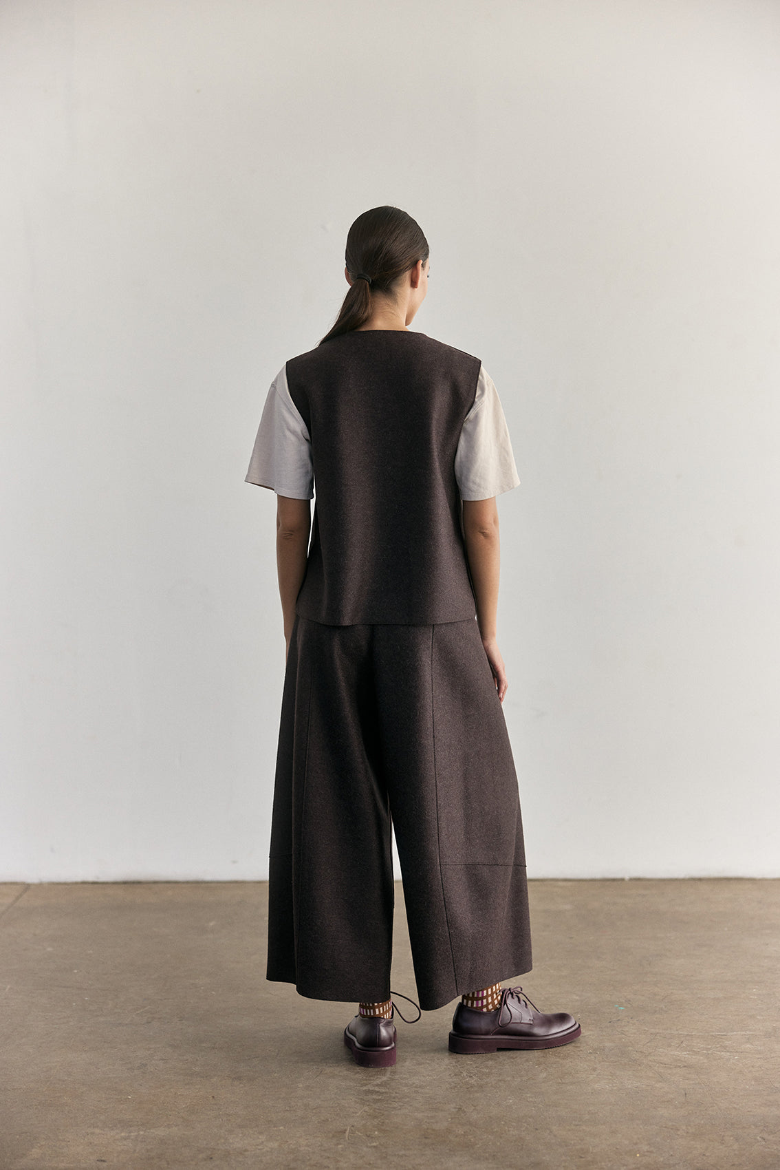 Vest Abotonado Alpaca/Lana Felted - Berenjena