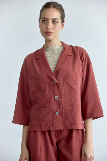 Sobrecamisa Seda Rugosa - Grosella
