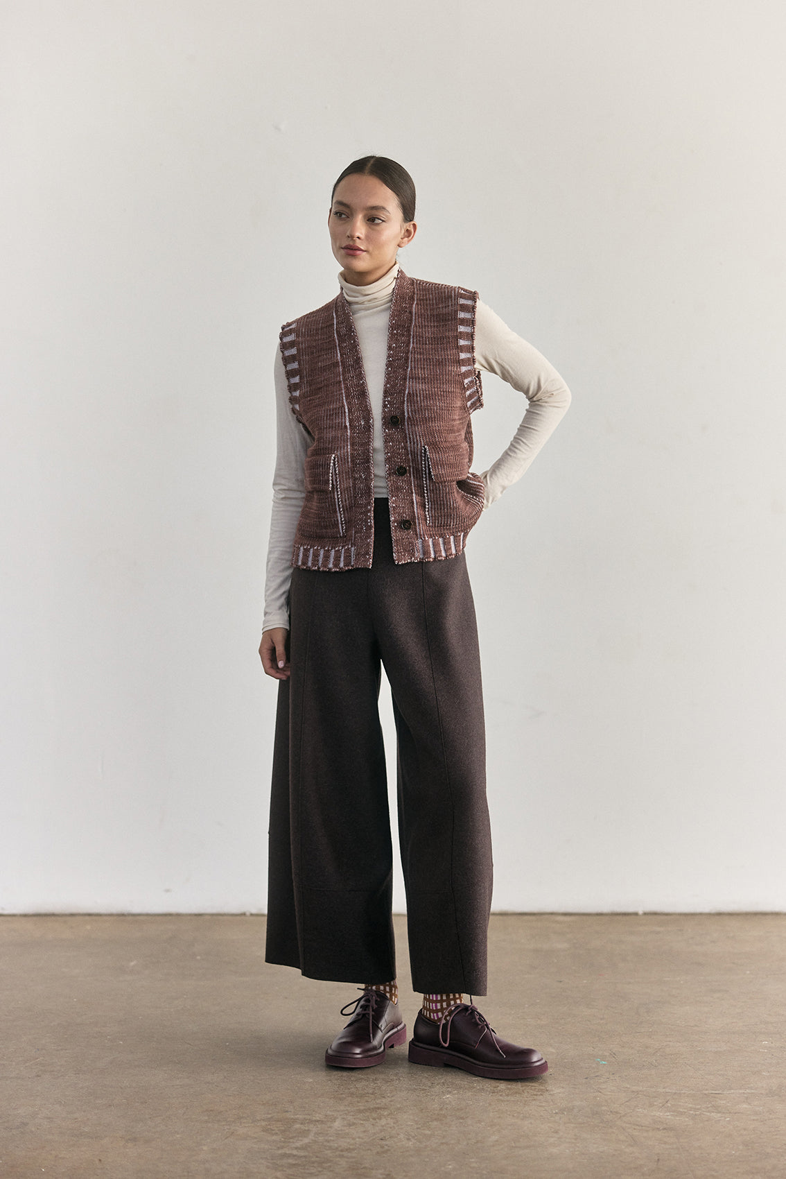Merino Wool Knitted Vest - Clay