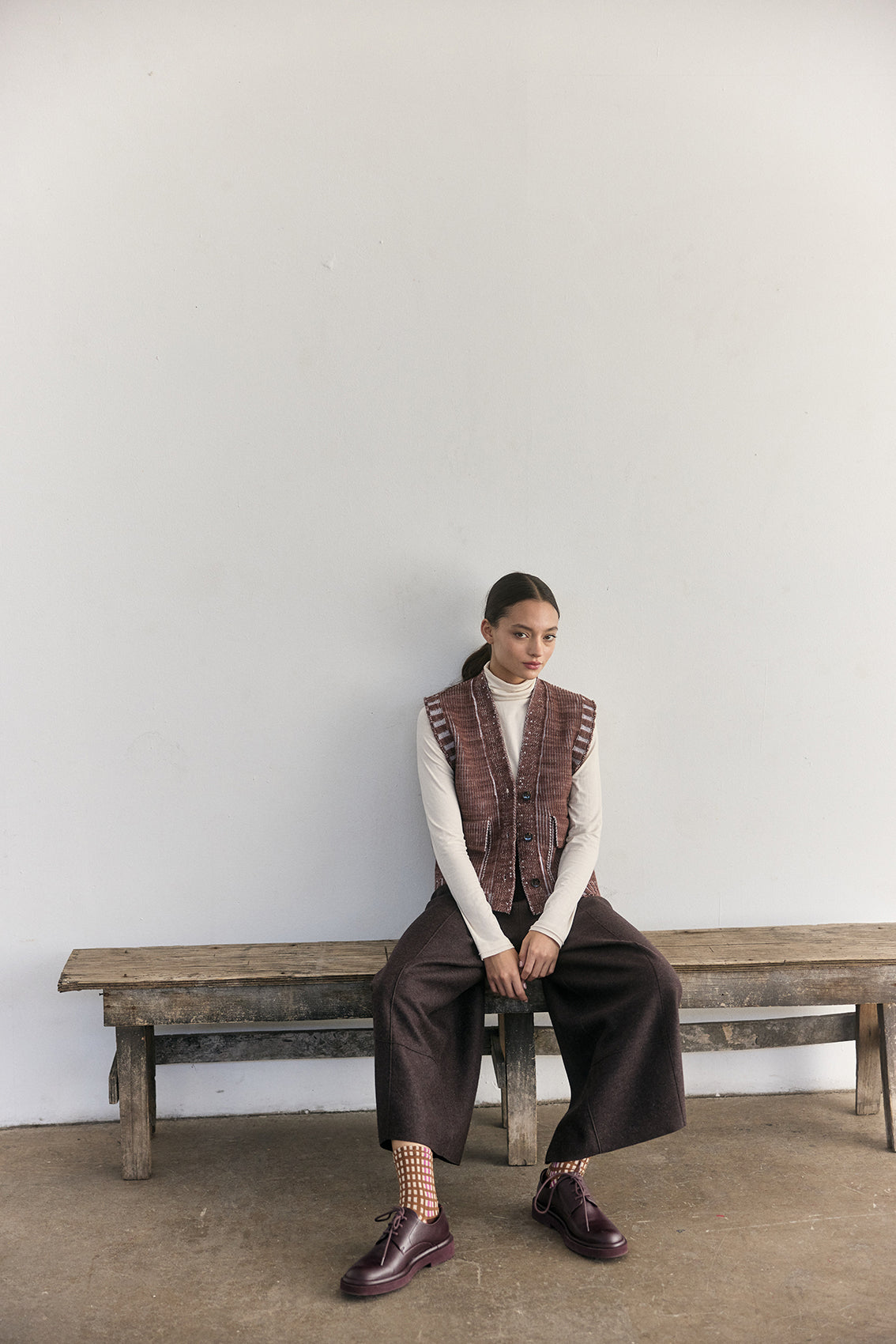 Merino Wool Knitted Vest - Clay