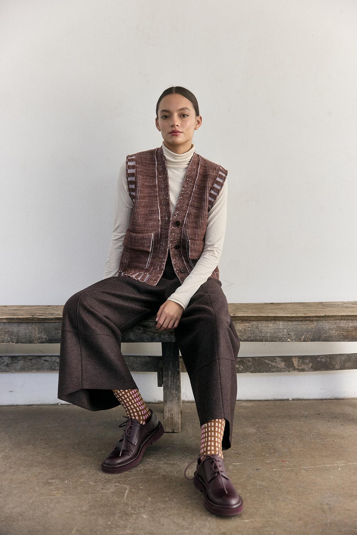 Merino Wool Knitted Vest - Clay
