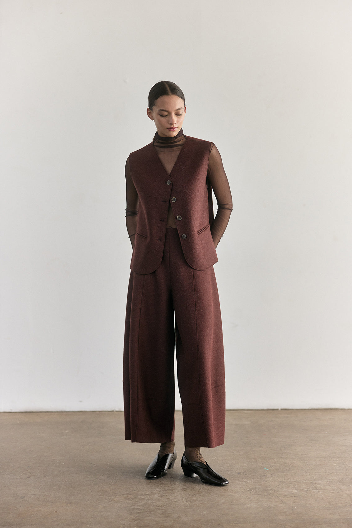Pantalón Ancho Alpaca/Lana Felted - Óxido