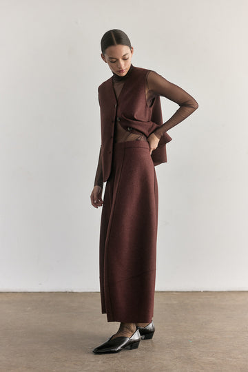 Felted Alpaca/Wool Wide Leg Pant - Rust