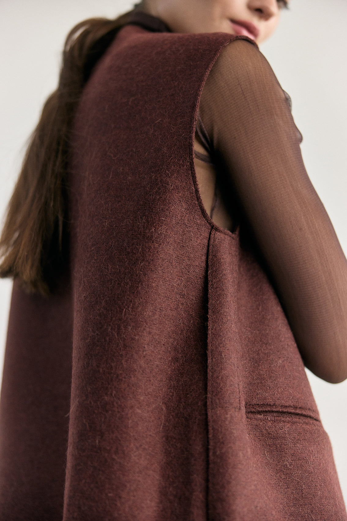 Vest Abotonado Alpaca/Lana Felted - Óxido