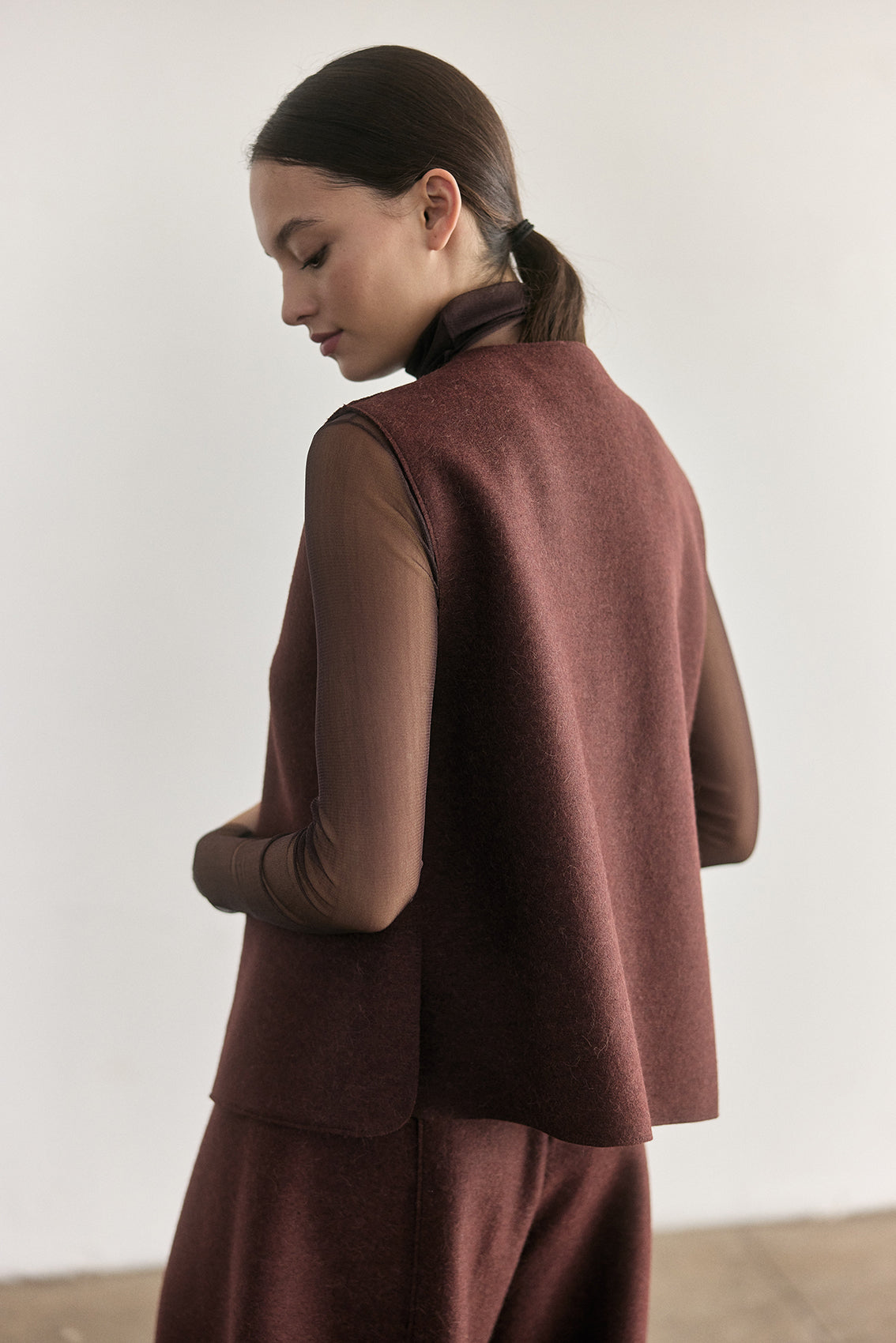 Vest Abotonado Alpaca/Lana Felted - Óxido