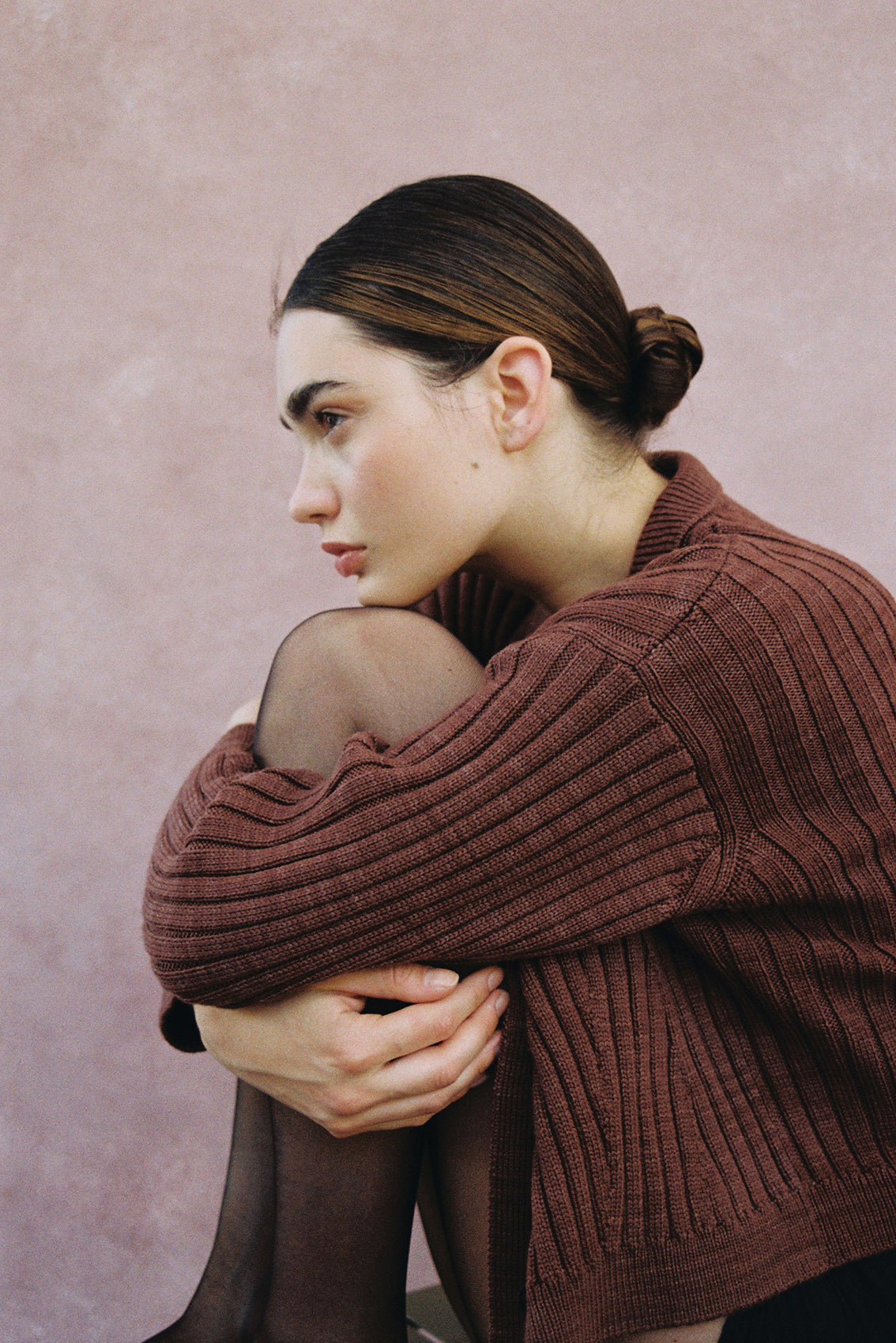 Merino Wool Collared Cardigan - Clay