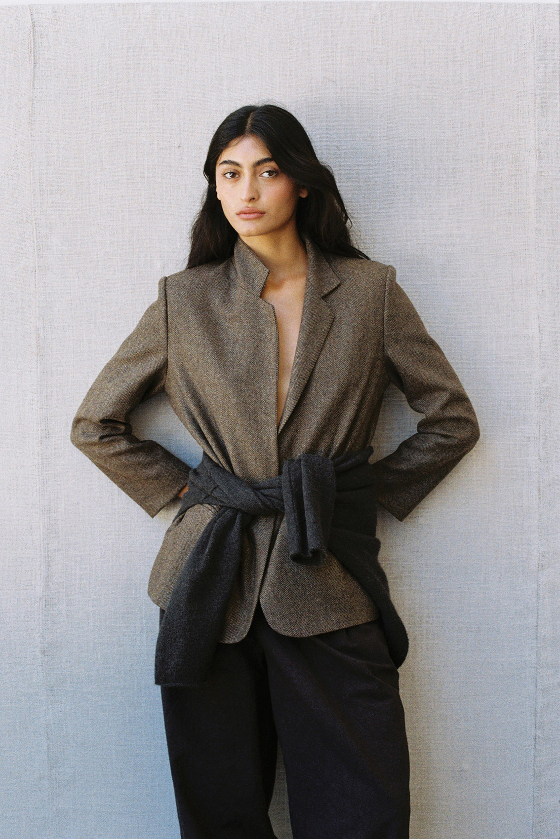 Wool Blazer Jacket - Taupe